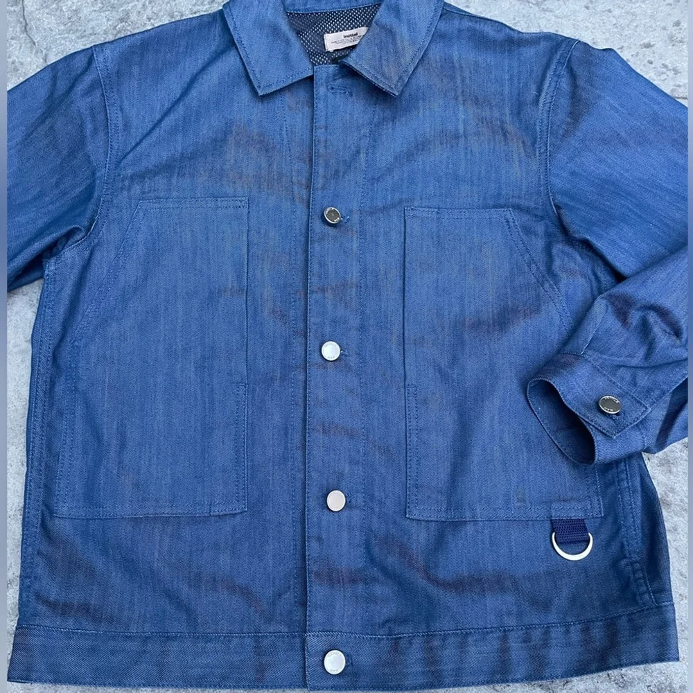 initial fashion trucker jacket blue denim